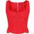 PrettyLittleThing Textured Sheer Floral Square Neck Corset - Tomato Red