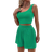 Shein Calvaya Solid Ribbed Knit Tank Top & Shorts - Green