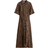 H&M Tie-Belt Shirt Dress - Dark Beige/Leopard Print
