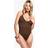 boohoo Womens Contrast Stitch Swimsuit - Brown