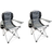 Hy5 Folding Camping Chairs Heavy Duty Padded 2-Chairs - Grey