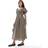 New Look Checked Puff Sleeve Seedsucker Midi Dress - Brown