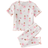 Shein Young Girls Cute Cartoon Pattern Ruffle Trim Crew Neck Short Sleeve Pants 2-pack