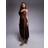 New Look Satin Cowl Neck Midi Dress - Brown