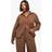 boohoo Plus Woven Stripe Oversized Shirt - Brown