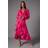 Coast Long Sleeve Jacquard Midaxi Dress With Frills - Pink