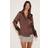 PrettyLittleThing Satin Tie Waist Detail Slouchy Shirt - Chocolate
