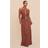 PrettyLittleThing Hammered Satin Ring Detail Halter Maxi Dress - Chocolate