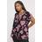 Yours Floral Textured Pleat Front Top - Black/Pink