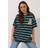 Yours Stripe Teddy Print T-Shirt Curve - Green