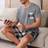 Shein Plaid Print Short Sleeve Shorts 2 Pieces - Men