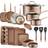 NutriChef High Qualified Basic Kitchen Gold Cookware Set with lid 8 Parts
