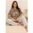 Yours Curve Coffee Club Wide Leg Pyjama Set - Brown
