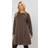 Yours Button Ribbed Tunic Dress Curve Mocha Brown