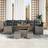 vidaXL 10 Piece Garden Set Grey Poly Rattan Acacia Modular Sofa