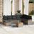vidaXL 9 Piece Garden Sofa with Cushions Grey Poly Rattan Acacia Outdoor Lounge Set