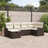 vidaXL Trädgårdsoffset 6 pcs Brun Gräddvit 232.5 x 122.5 x 85 cm Modulsoffa