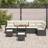 vidaXL 9 Piece Garden Set Black Poly Rattan Acacia Modular Sofa