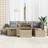 vidaXL Havesofa Sæt Højdejusterbar 7 Pcs Beige Polyrattan Loungesæt