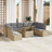 vidaXL 10-Delars Trädgårdsoffaset Med Kuddar Beige Poly Rattan Loungeset