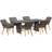 vidaXL 7 Piece Garden Grey Poly Rattan Patio Dining Set