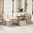 vidaXL 8-Delars Trädgårdsoff Set Med Kuddar Beige Poly Rattan Loungeset