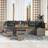 vidaXL 9 Piece Garden Sofa Grey Poly Rattan Acacia Outdoor Lounge Set