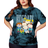 Shein Nick 90s X Plus Size Summer Casual Tie-Dye Cartoon Portrait Pattern Short Sleeve T-shirt - White