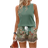 Shein EMERY ROSE 2pcs Casual Vintage Floral Print Color Blocking Plus Size Tank Top With Pocket Shorts Set, Suitable For Summer,Holiday Outfits Boho