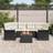 vidaXL 7 Piece Garden Set Black Poly Rattan Acacia Modular Sofa