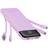 Charmast Ultra Slim LED Display Power Bank 10000mAh with Built-in Cables Purple