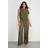 Warehouse Womens Satin Chiffon Mix One Shoulder Drape Jumpsuit - Green