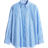 H&M Oversized Cotton Poplin Shirt - Light Blue/White Striped