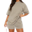 Shein 2pc Women Print Round Neck Short Sleeve Casual Loose T-Shirt And Shorts Set - Khaki