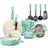 GreenLife Soft Grip Turquoise Cookware Set with lid 16 Parts