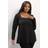 Yours Pearl Square Neck Swing Top - Black