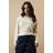 Oasis Womens Knit Crochet Trim Stone Long Sleeve Crew Neck - Beige Viscose