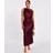 Quiz Petite Burgundy Ruched Satin Midi Dress - Red