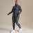 Shein Plus Size Casual Striped Zip Up Stand Collar Jacket Leggings Set