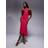 Goddiva Twist Knot Satin Scuba Bardot High Low Midi Dress - Magenta