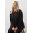 Yours Floral Collar Ribbed Top Women - Black
