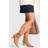 boohoo Pointed Toe Low Heel Slim Knee High Boot - Beige