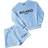 Shein Slaydiva Milano Casual Letter Print Round Neck Long Sleeve Loose Cropped Sweatshirt & Shorts 2 Pieces Set - Blue