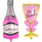 Shein 2pcs Set Happy Birthday Champagne Bottle & Wine Glass Foil Balloon