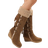 Shein Criss-Cross Round Toe Knee High Boots - Brown