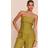 PrettyLittleThing Textured Woven Fold Over Bandeau Top - Olive