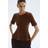 H&M Ladies Rib-Knit Peplum Top - Brown