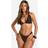 boohoo Knot Detail Triangle Bikini Top Tanga Bottoms Set - Brown