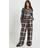 boohoo Check Print Drawstring Waist Wide Leg Trousers - Brown