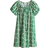 H&M Drawstring-Neck Dress - White/Green Patterned